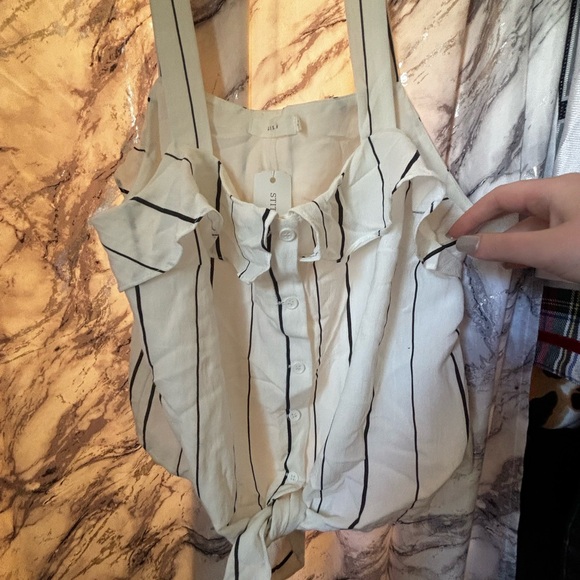 Lush Ivory and Black Striped Blouse - Picture 3 of 4